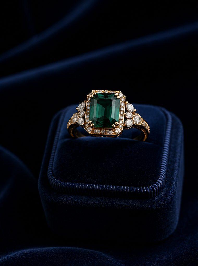 Bague émeraude, création sur mesure
